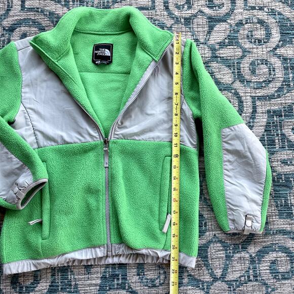 The North Face Girls' Full Zip Fleece Jacket Lime Green Gray - Size M - Picture 5 of 6